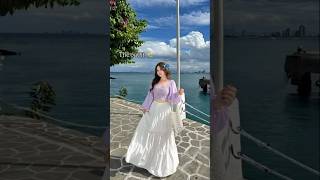 lavender crop top paired with a white skirt 💜||#aestheticoutfit #softgirlstyle #ootd