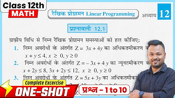 Class 12 Math Exercise 12.1 In Hindi | NCERT | रैखिक प्रोग्रामन | कक्षा 12 गणित प्रश्नावली 12.1