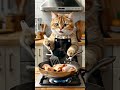 my ginger cat cooking yummy chicken