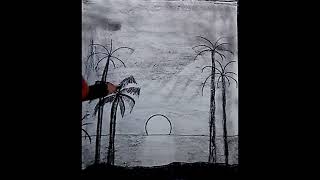 Yeni Başlayanlar İçin Karakalem Palmiye ve Deniz Manzarası Nasıl Çizilir?