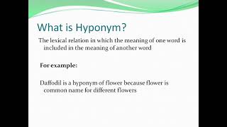 WHAT IS HYPONYM?|WHAT IS CO-HYPONYM?|