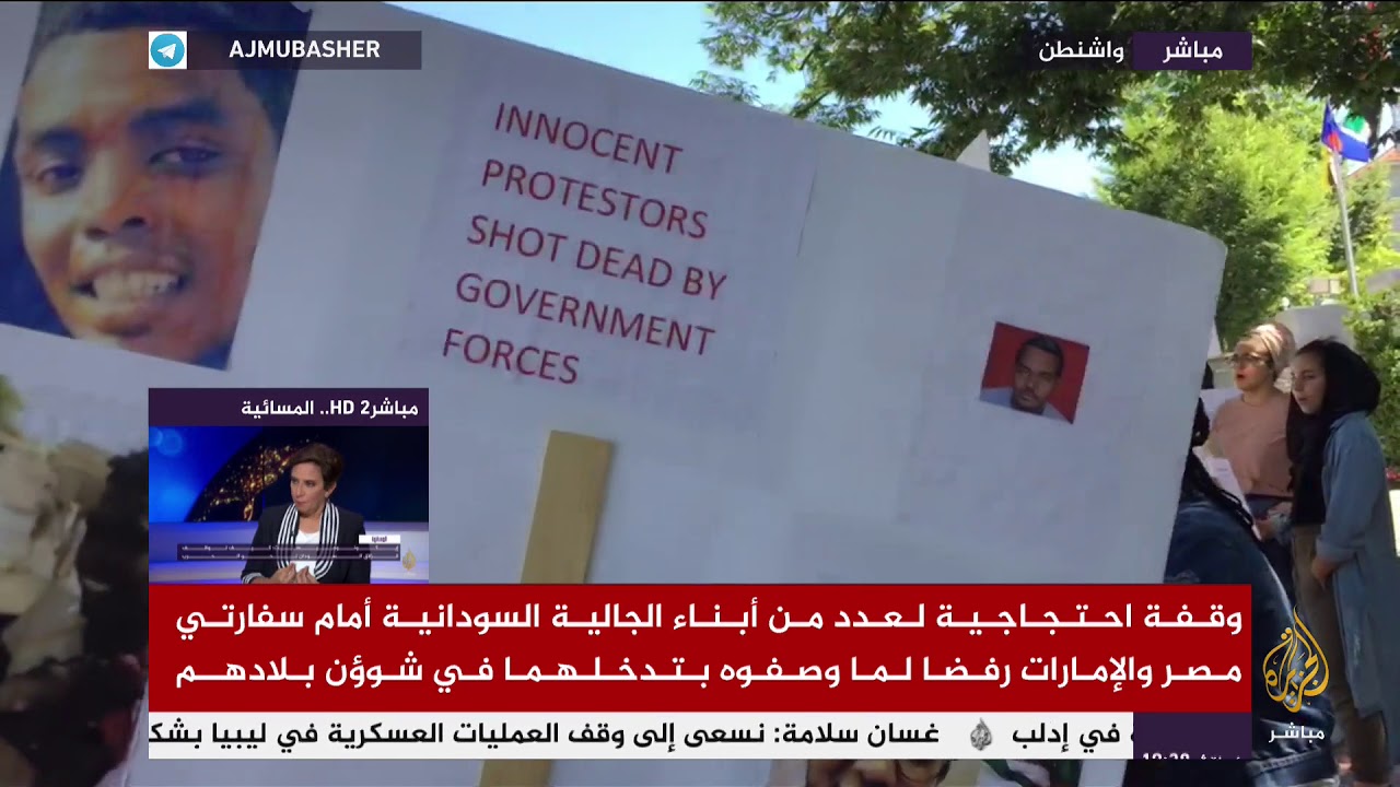 وقفة احتجاجية في واشنطن لعدد من أبناء الجالية السودانية أمام سفارتي مصر والإمارات