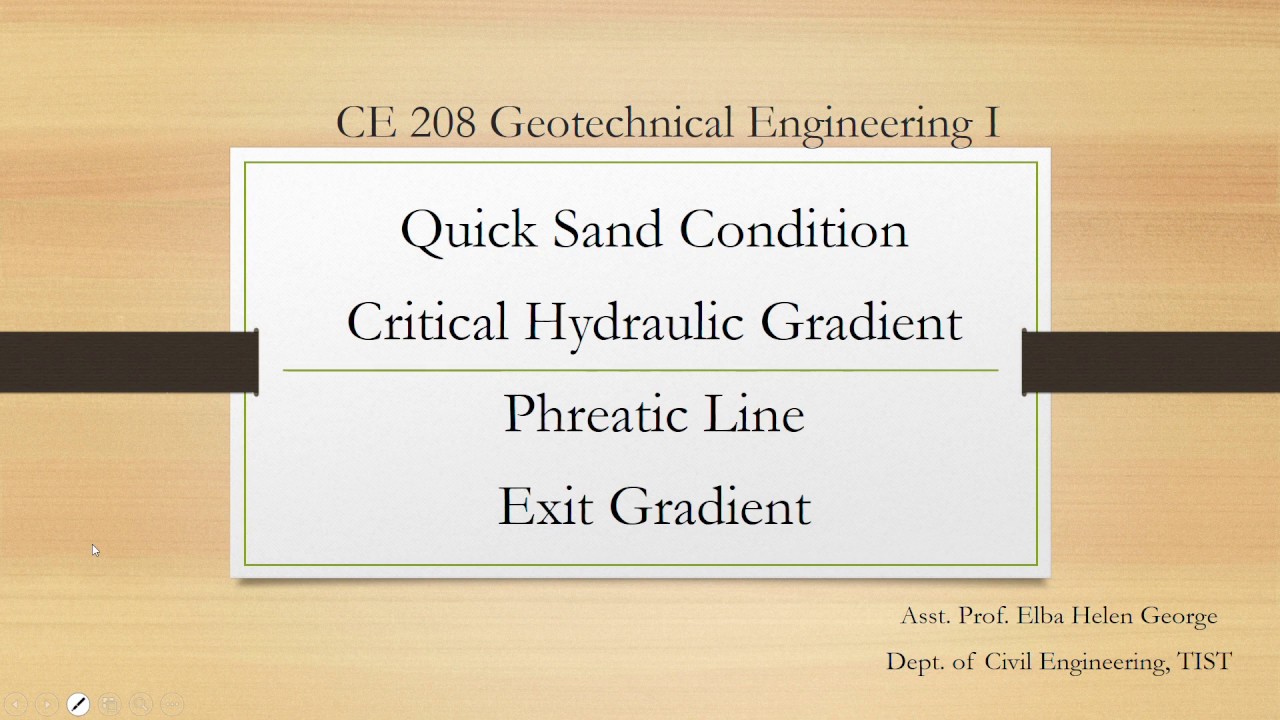 CE 208 Geotechnical Engineering I Module 3 Quick Sand Condition