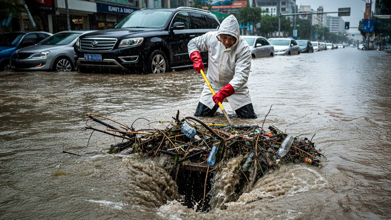 Massive Water Release After Clearing Street Flood Drain! - YouTube