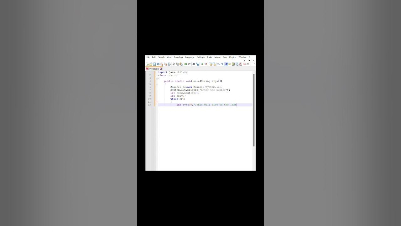 Reversing a number in java (with comments) #short #coding #viral # ...