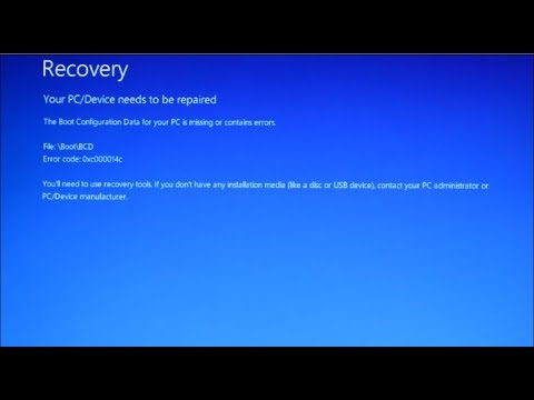 How to Fix windows 10 boot error " File:\boot\BCD Error code: 0xc000014c "