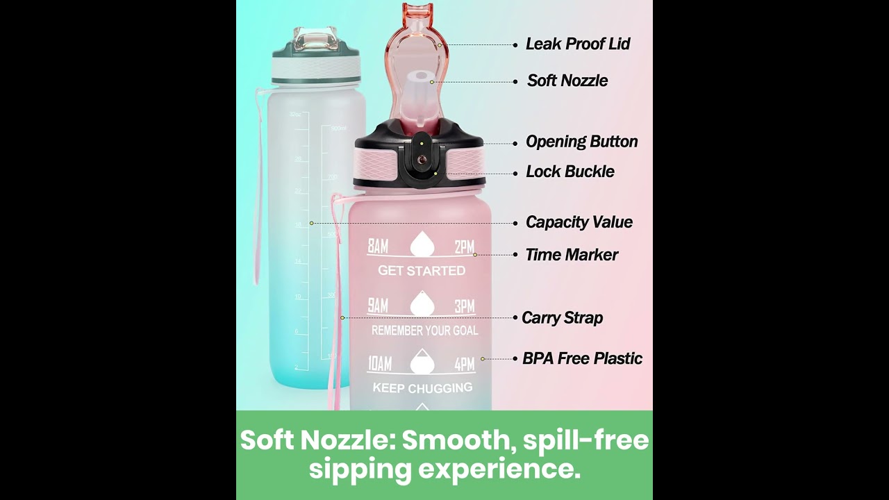 TRENDORA 1 Liter Drinking Water Bottle With Motivational Time Marker & Gym Sipper 1000 Ml Sipper