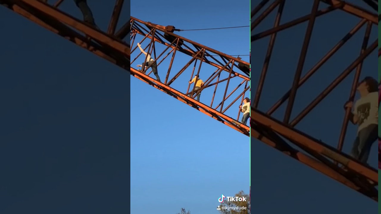 Crazy free climb on crane!