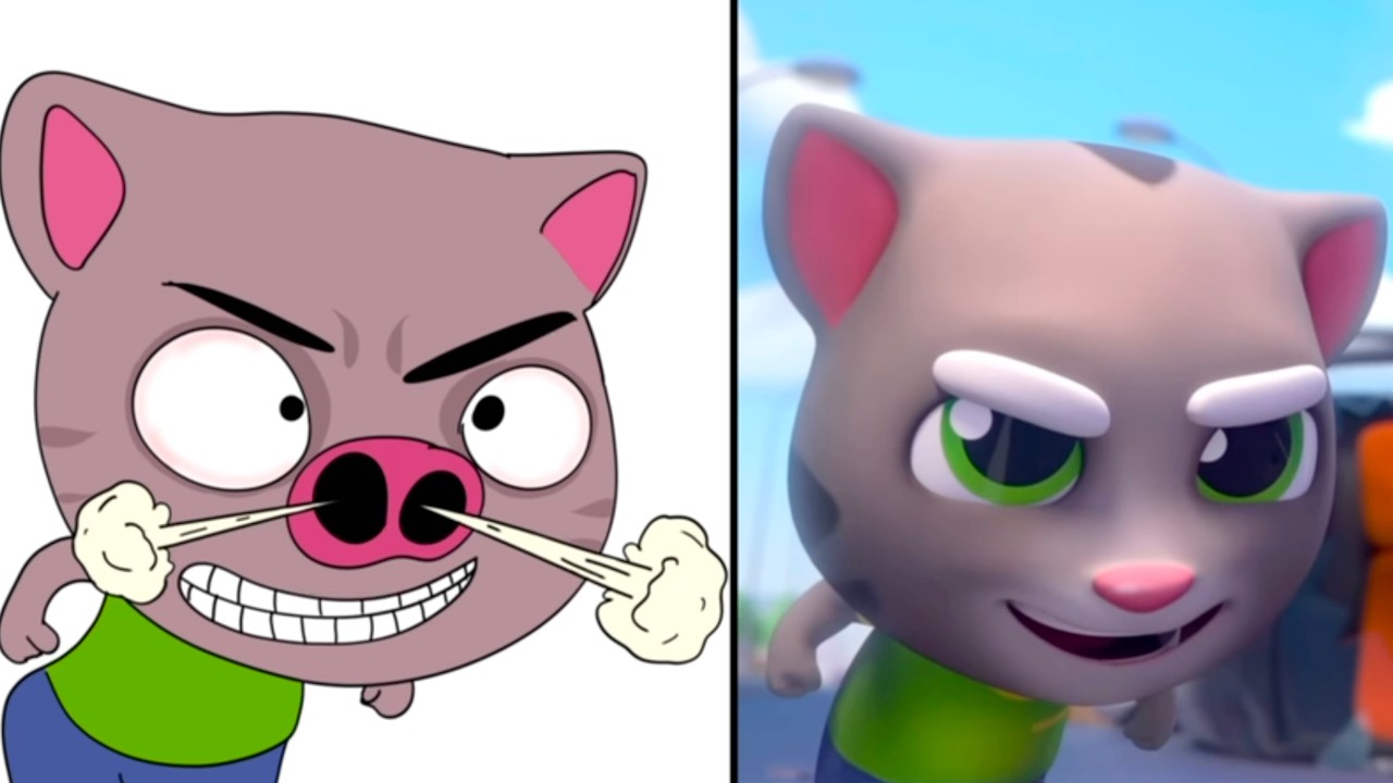 🦝⚡️raccoon invasion in talking tom hero dash drawing meme