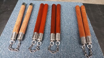 Côn nhị khúc gỗ nghiến dây xích khớp xoay linh hoạt_Toankungfu