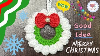 Very Easy Crochet  Wreath Ornament for Christmas / DIY Christmas Decoration / Crochet Tutorial