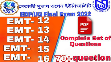 BDP/UG EMT-12,EMT-13,EMT-14,EMT-15,EMT-16 Final Exam 2022 NSOU, free pdf term end examination 2022