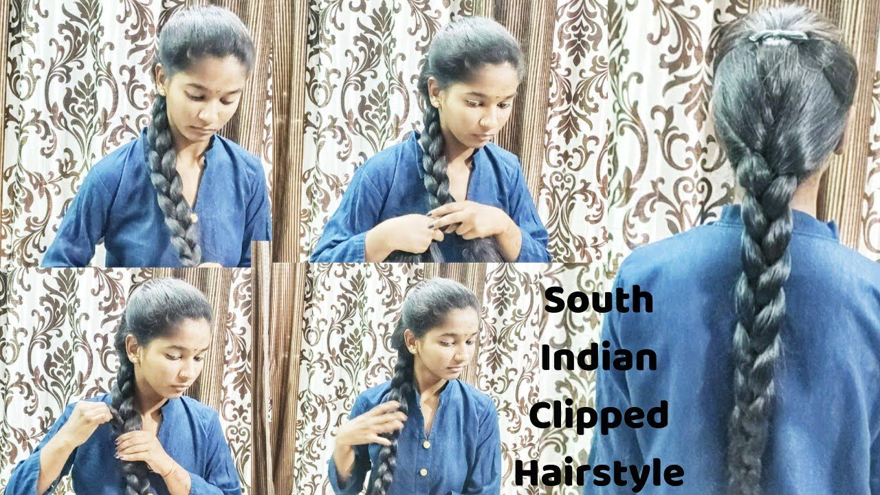 South Indian Clipped Hairstyle / Easy Hairstyles / Simple Braid for Everyday / long hair Braids