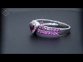 E5916 - RHODOLITE PINK SAPPHIRE AND DIAMOND STELLATO HEART RING 9K WHITE GOLD