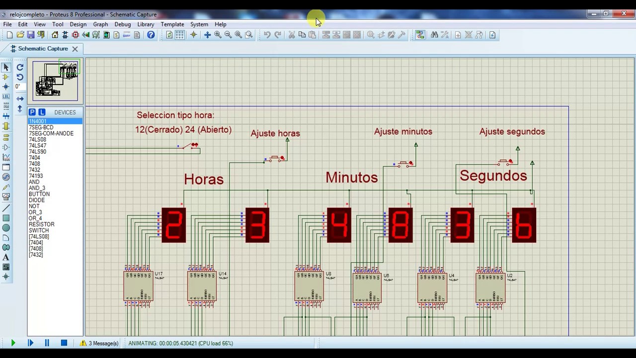 reloj 12/24 horas Proteus - YouTube