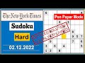 New York Times Hard Sudoku  Dec 02, 2022 -  Step By Step Solution