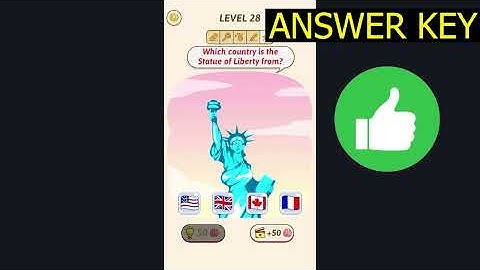 Tricky Quiz Brain Out Puzzle LEVEL 28 Which country is the statue of liberty from (ANSWER KEY)