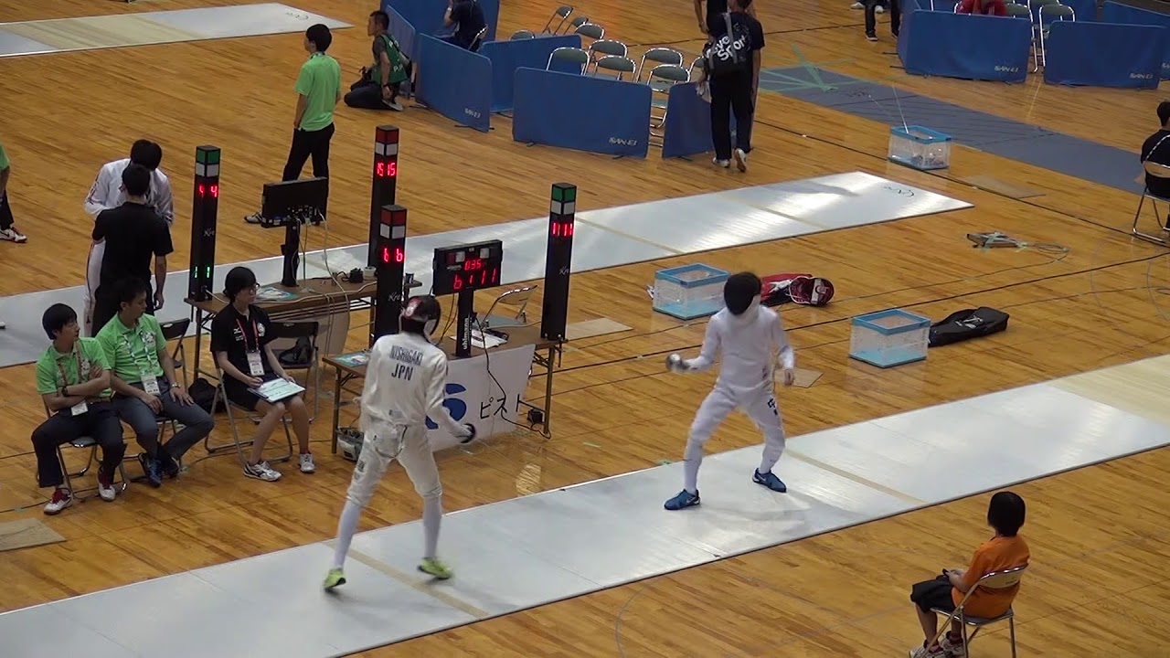 2016年IH フェンシング 男子 エペ 予選 1回戦 中村哲也（東亜学園）vs 西垣匠一郎（金沢桜丘）