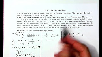 Precalculus Lecture 5, Part 7, Solving Rational equation