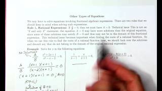 Precalculus Lecture 5, Part 7, Solving Rational equation