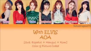 AOA - With ELVIS [Sub. Español + Hangul + Rom] Color & Picture Coded chords