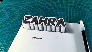 Membuat Tulisan Nama ZAHRA 3D | Gambar 3 Dimensi
