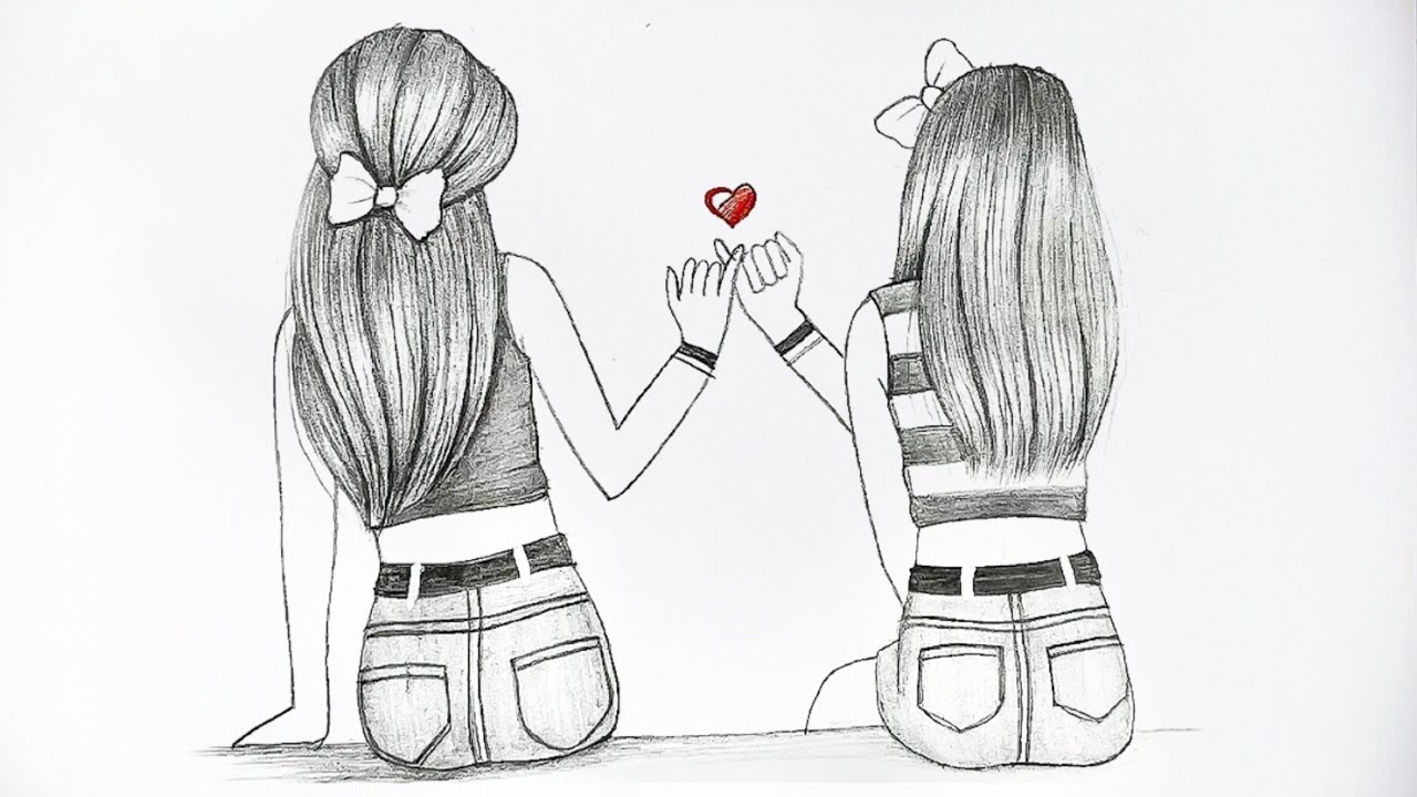 How to draw a girls best friends / pencil sketch for beginners / Girl ...