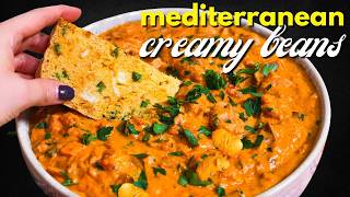 One Pot Creamy Mediterranean Beans (High Protein + Vegan)