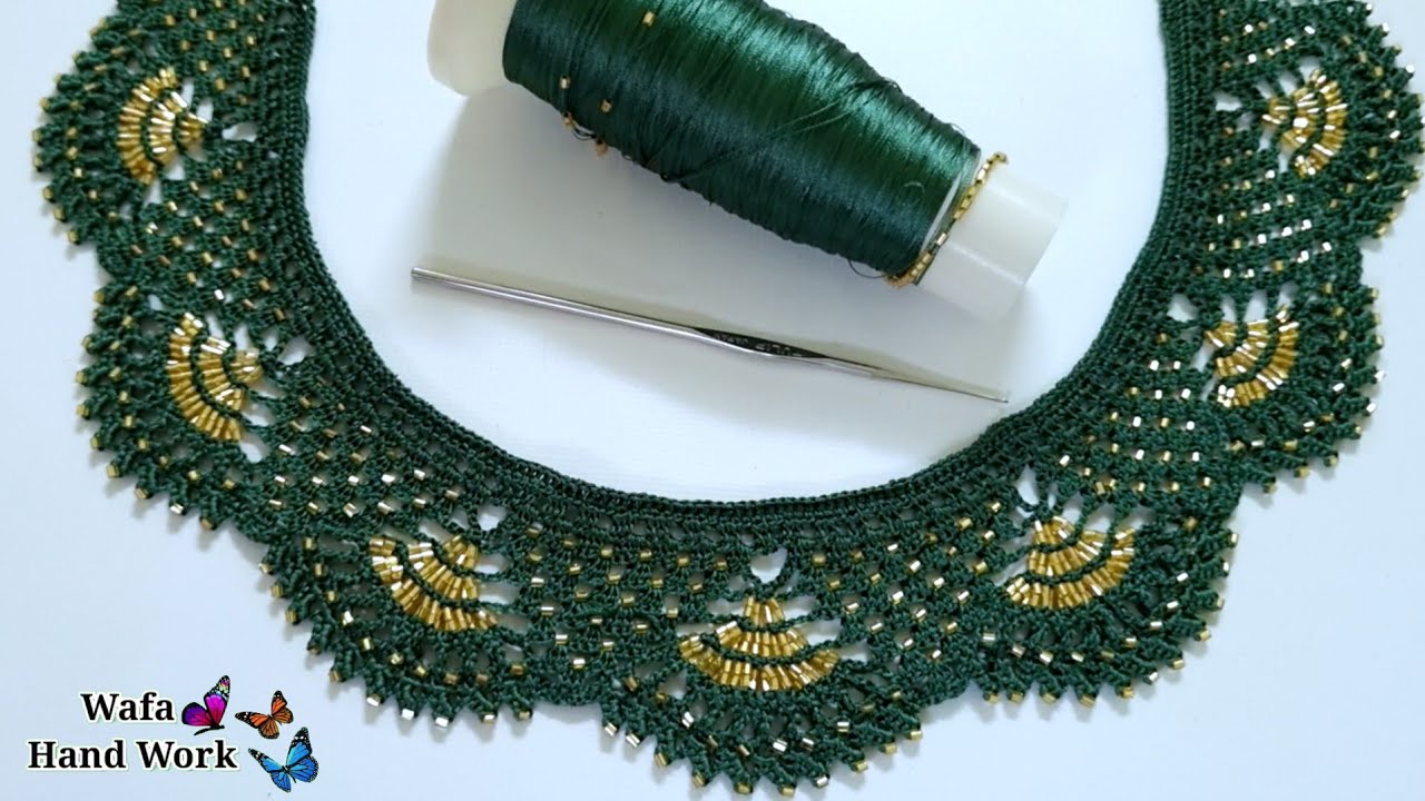 Crochet Neck Design Tutorial For Kurti, Kameez, Magheribi, Kaftan Dress 💛 Qureshia se Gala Banana 💛