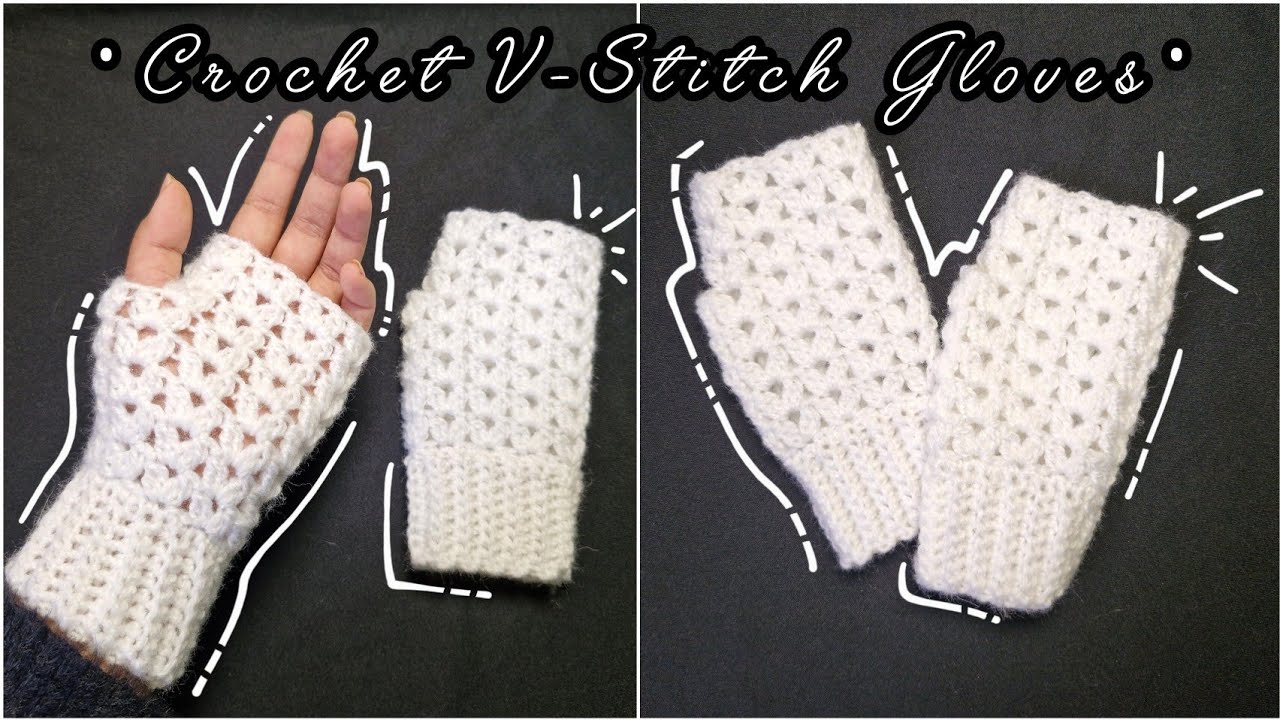 Crochet v-stitch gloves tutorial | Crochet mesh gloves tutorial | Beginner friendly 