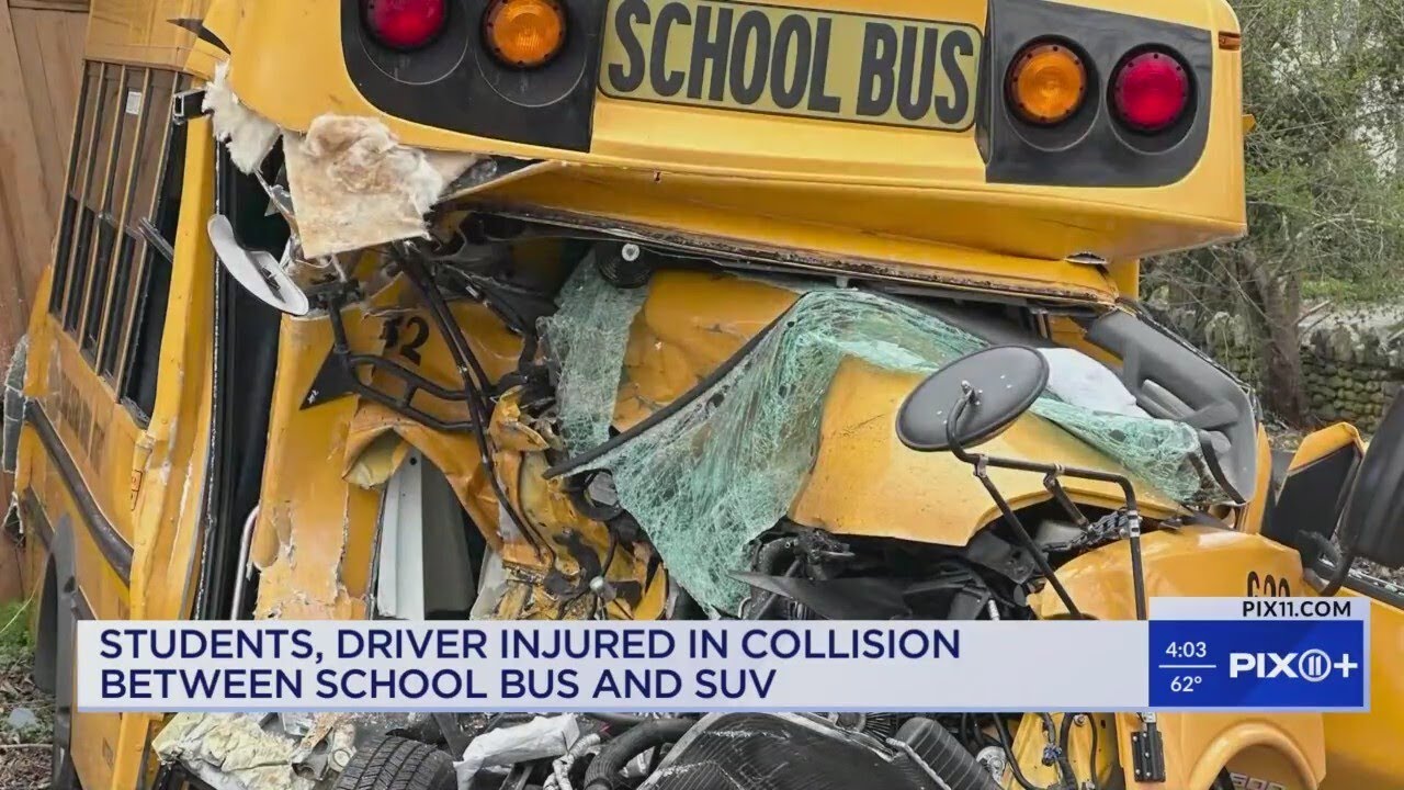 Students and driver injured in collision between school bus and SUV ...