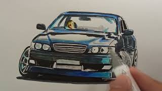 Как нарисовать машину в дрифте | Рисуем Toyota Chaser 100