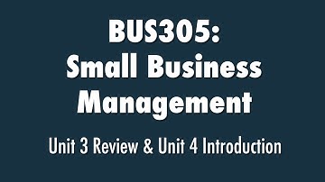Small Business Management: Unit 3 Review & Unit 4 Introduction
