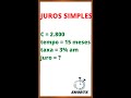 #shorts | APRENDA CALCULAR O JURO SIMPLES - Matemática Financeira