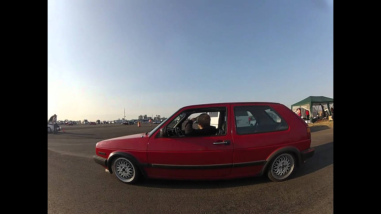 Pacific Waterland VW Car Show 2012 - Red MK2 GTI pulling in BBS Recaro