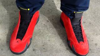 On foot of the jordan 14 retro red suede 'ferrari' please
like,comment,subscribe more videos way follow me ig @invinciblygrown
and twitter @theinta...