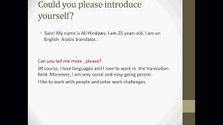 ورشة اللغة الانكليزية لأغراض العمل (مقابلات العمل) اليوم الثاني تقديم الست نادية جبار شاكر