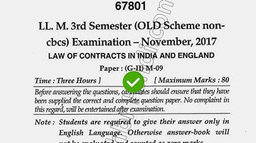 2017 Mdu LLM 3rd Sem old Law of Contract In India & England Question Paper