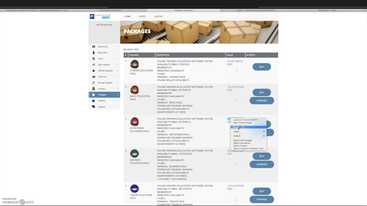 Tutorial: How to Buy your Mining Pack on Firstcoin