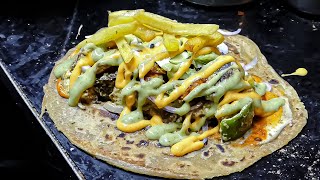 MALAI PANNER FALAFEL WRAP - Vegetable Karahi & Tandoori Roti - Street Food
