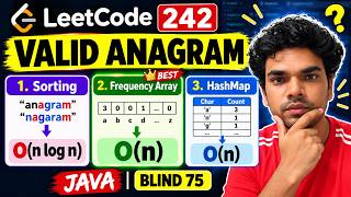 Valid Anagram in Java | Sorting vs Frequency Array vs HashMap | LeetCode 242