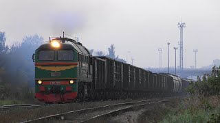 Тепловоз М62-1039 с тяжелым поездом / Locomotive M62-1039 with heavy freight train