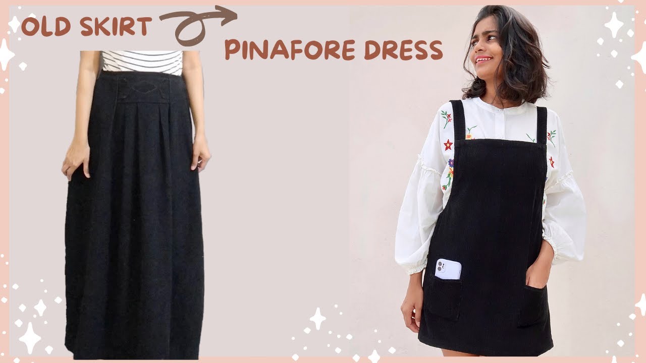 old skirt into pinafore dress | Thrift flip