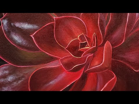Red Succulent Acrylic Painting LIVE Tutorial