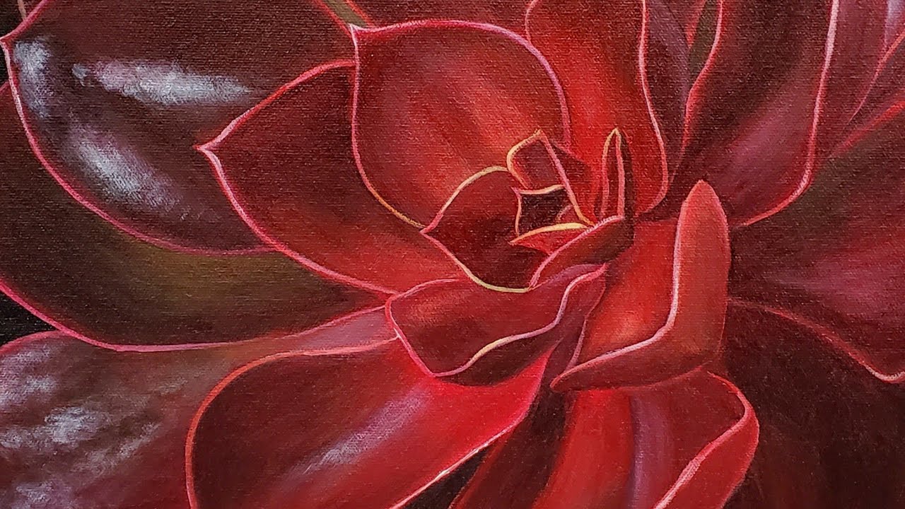 Red Succulent Acrylic Painting LIVE Tutorial YouTube