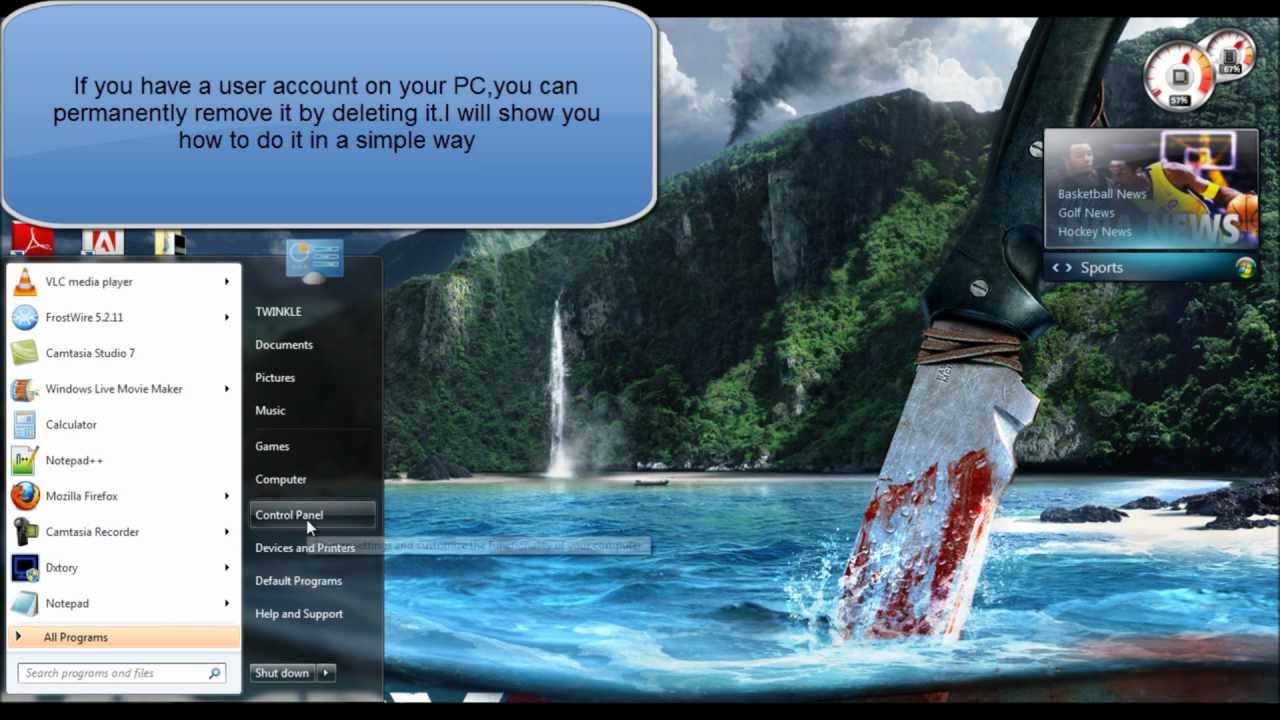 HOW TO DELETE A USER ACCOUNT IN WINDOWS 7 - YouTube
