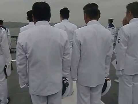 2014 5 27日本海海戦記念大会掃海母艦「うらが」船上洋上追悼式（慰霊祭）