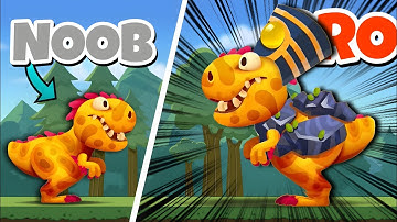 NOOB vs PRO T-REX Max Level Upgrade Dinosaur Dino Bash 2 Travel Thru Time Gameplay