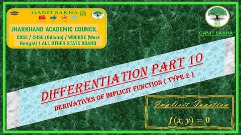 MATHEMATICS || CLASS 11 & 12 || DIFFERENTIATION || DERIVATIVES OF IMPLICIT FUNCTION || PART 10 ||
