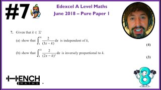 Edexcel A Level Maths - June 2018 Paper 1 - Q7 - Integration